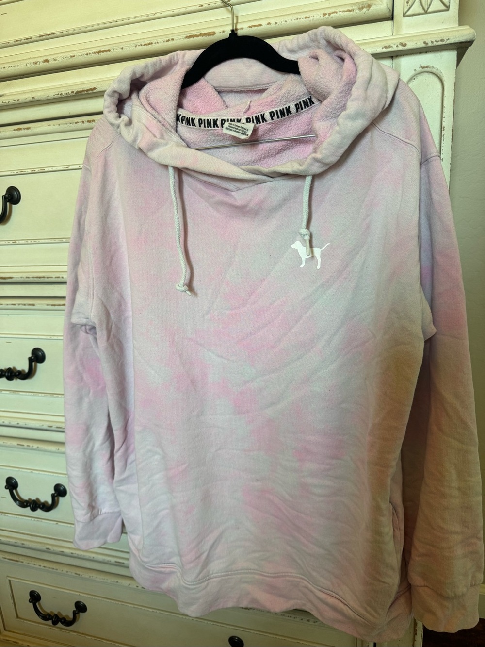 PINK Victoria's Secret Light Pink Tie-Dye Hoodie Sweatshirt